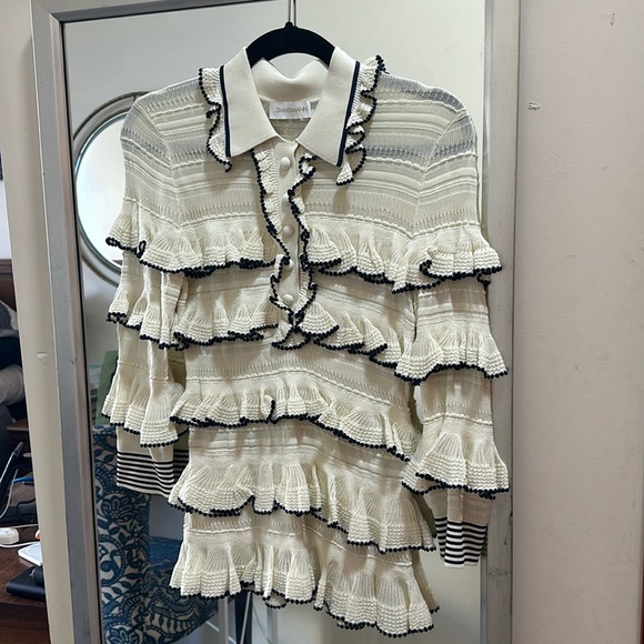 Zimmerman tiered high tide cream & navy sweater size 0 (small)